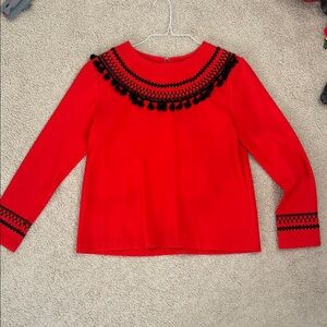 English Factory Red Blouse with Black Accents